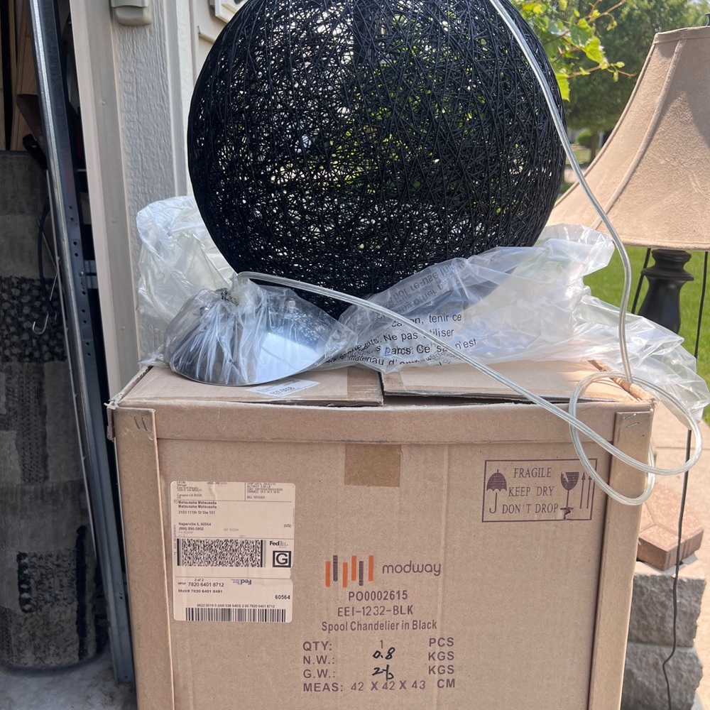 Modway Black Spool Chandelier Lantern